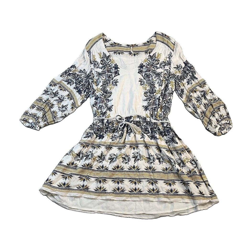 Free People Moonlight Drive Peasant Mini Dress Boho Womens Size L Boho Festival